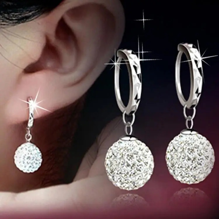 

Hot Sale Drop Shipping Silver Plated Full Rhinestone Ear Buckle Earrings Fashion Earring Anti-allergic