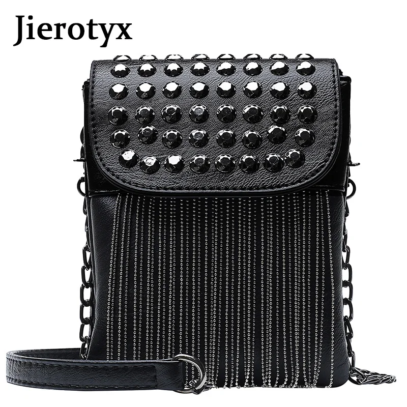 

JIEROTYX Fringed with Diamonds Women's Bag Messenger Bags Designer 2020 Fashion Chain Female Shoulder Bag High Quality Wholesale
