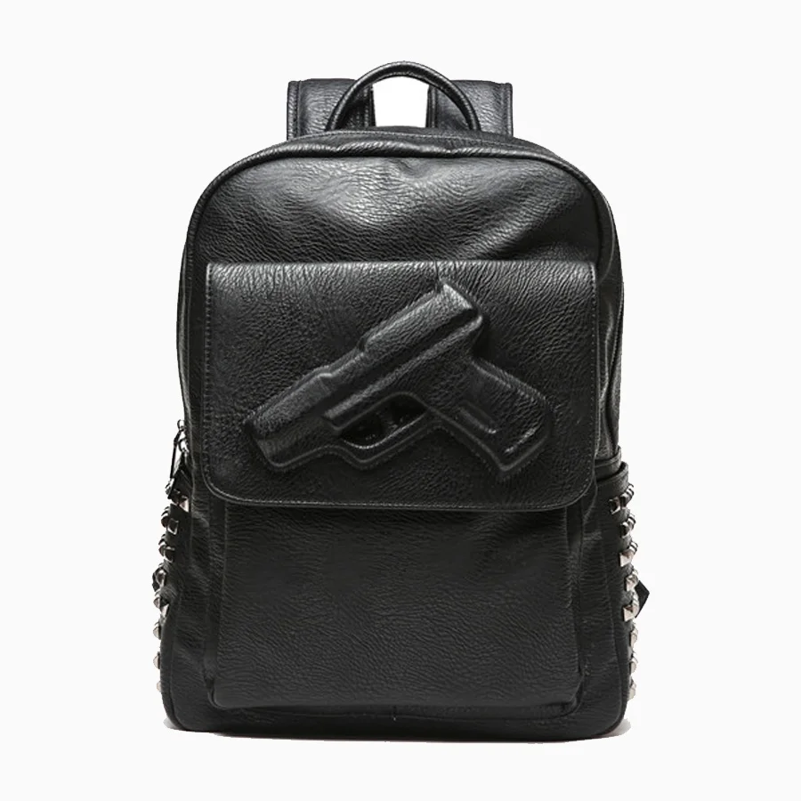 

fashion leather man backpacks Unique design rivets double shoulder bag mochila escolar black backpack mens duffle travel bag