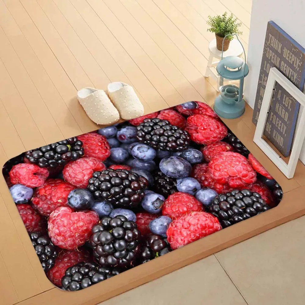 Else красный Blackberry фрукты Черный сливы 3d принт Нескользящие моющиеся половик домашний декор прихожей кухня коврики