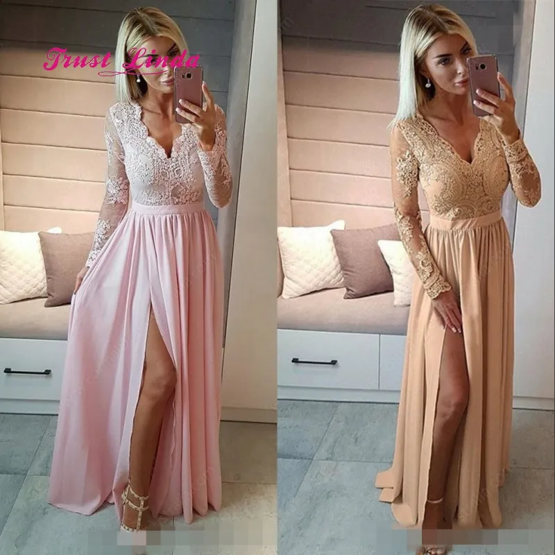 

Long Sleeves Mother Of The Bride Gown V Neck Mother Of The Bride Dresses For Weddings Robe De Soiree Longue 2018 Avec Manche