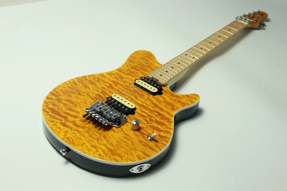 

China guitar Eddie Van Halen Wolf Music Man Ernie Axis yellow Burst Flame Maple Top Electric Guitar