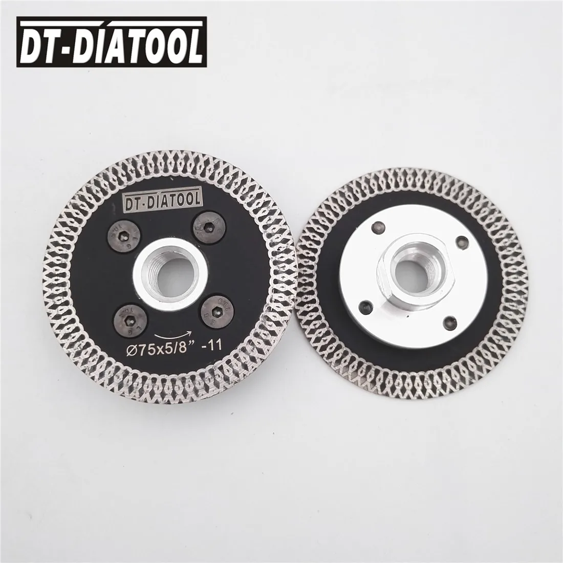 

DT-DIATOOL 2pcs Diameter 75MM Hot Pressed Mesh Turbo Rim Diamond Saw Blades Cutting Discs for Granite Marble with 5/8-11 Flange