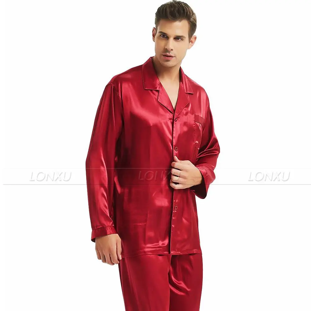 Mens Silk Satin Pajamas Set  Pajama Pyjamas Set  PJS  Set  Sleepwear  Loungewear  S,M,L,XL,2XL,3XL,4XL__Perfect  Gifts mens satin pajama set Pajama Sets