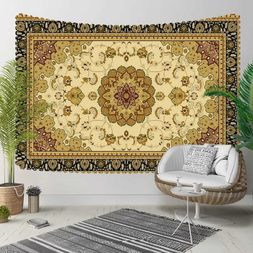 

Else Brown Yellow Authentic Persian Turkish Design 3D Print Decorative Hippi Bohemian Wall Hanging Landscape Tapestry Wall Art