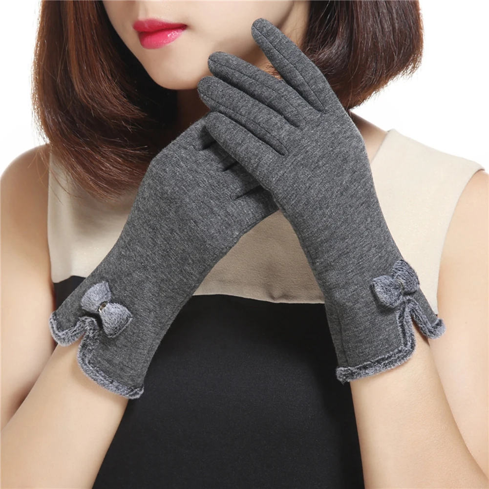 Fashion Lovely Bowknot Women Touch Screen Winter Warm Gloveswinter
