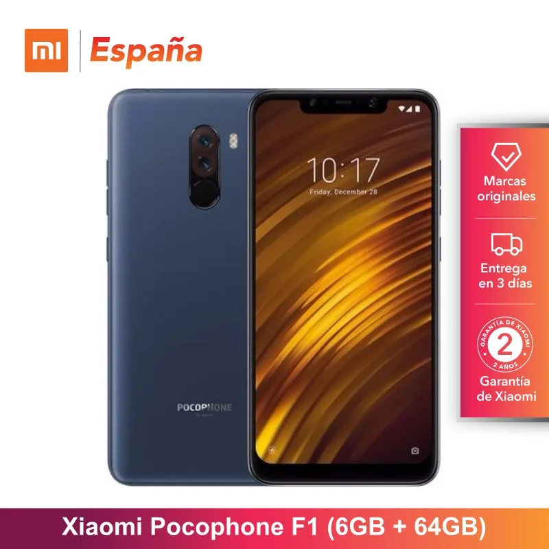 [Глобальная версия для Испании] Xiaomi Pocophone F1 (Встроенная память de 64 ГБ, Оперативная память-де-6 ГБ, камера с двумя de 12MP + 5MP, Snapdragon 845)