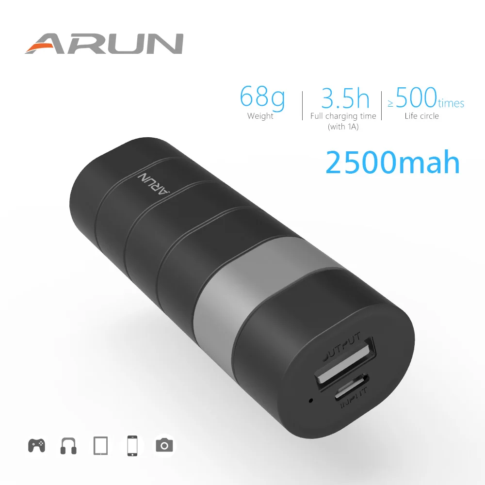 

ARUN 2500mAh Power Bank Portable External Battery Powerbank Charger 1 USB Ports For Mobile Phones MP3 MP4 And Digital products