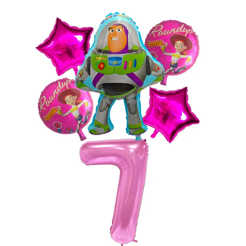 6 шт./компл. игрушка воздушные шары с Баззом лайтером с персонажами из мультфильмов из фольги гелиевый 30 дюймов номер синие шары история с днем рождения воздушные шары - Цвет: Лиловый