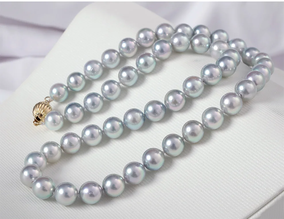Silver Blue Madama Akoya Pearl Necklace 
