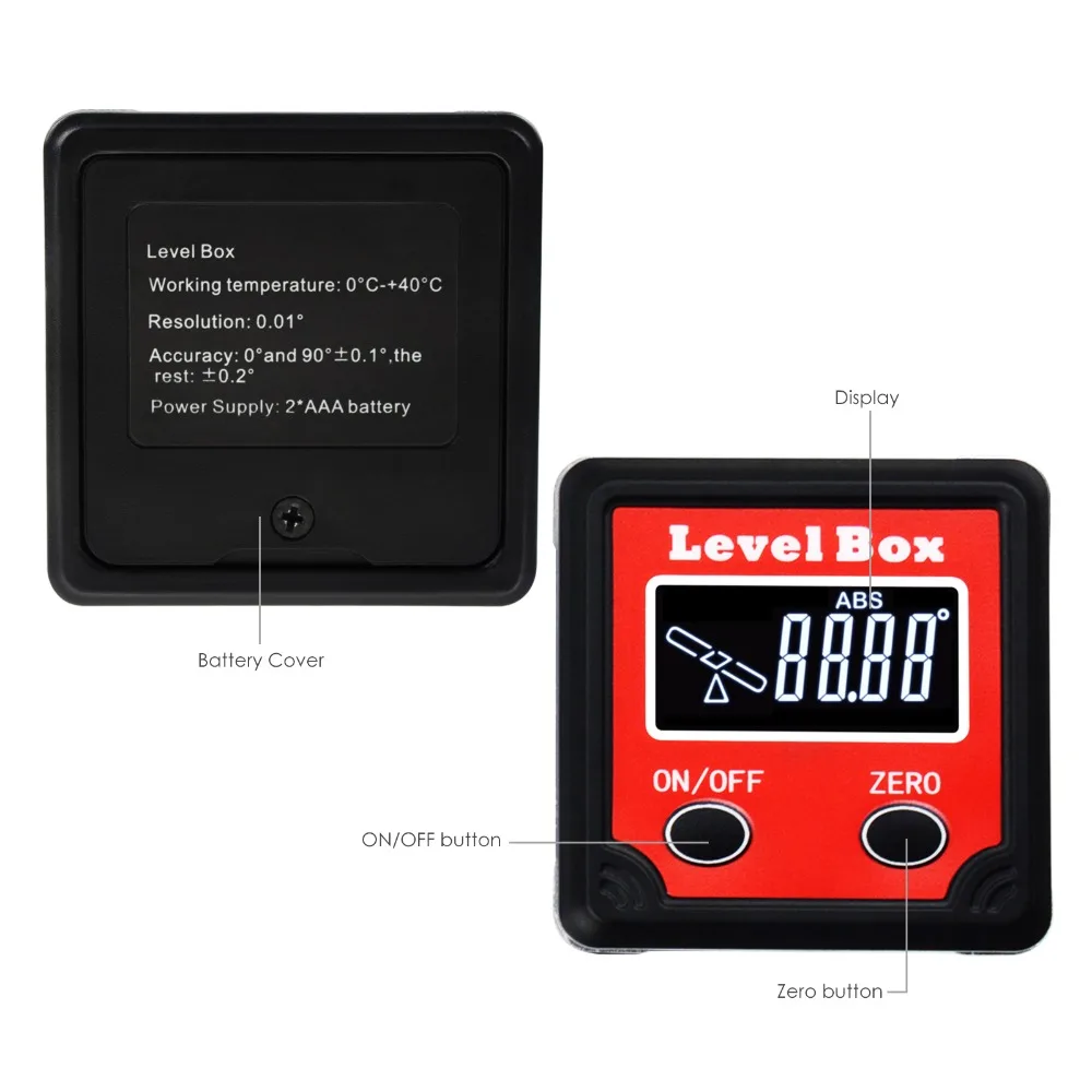 Partol Digital Angle Gauge//Level//Protractor//Angle Finder//Bevel Gauge//Inclinometer//with Backlight and Magnetic Base Accurate Digital Level Box Electronic Angle Finding for Table Miter Brand Saw