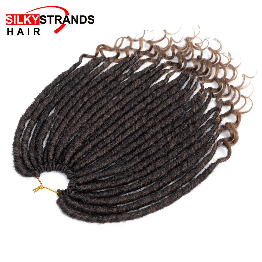 Extensões de Cabelo Ombre Encaracolado Deusa Faux Locs Crochê Cabelo Atacado Afro Trança Pré Esticado Sintético Macio Dreadlocks 7 Cheap Dreadlocks ondulados