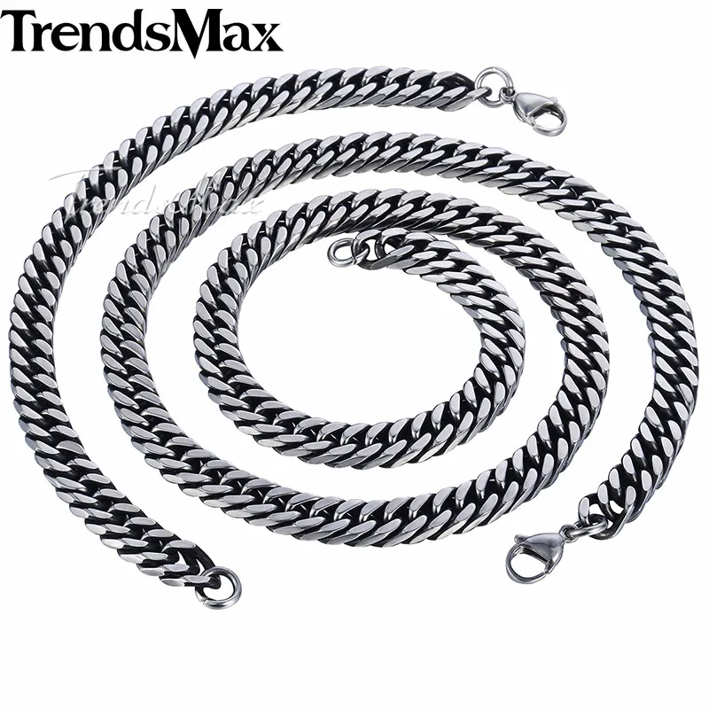 Ювелирный Комплект из колье и браслета нержавеющей стали|necklace bracelet|curb cubanjewelry sets