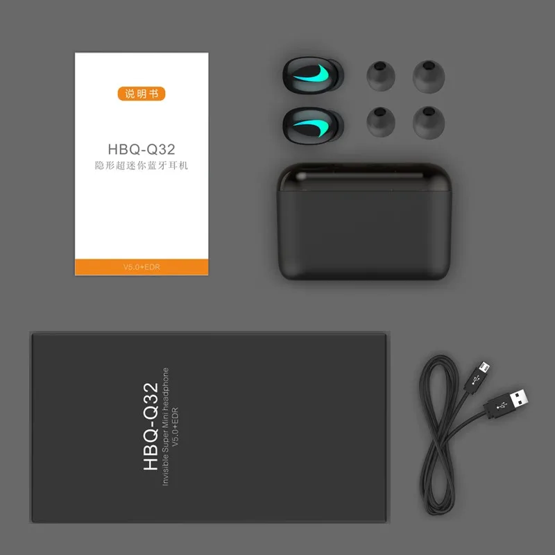 HBQ Q32 TWS беспроводные Bluetooth наушники свободные руки спортивные игровая гарнитура с