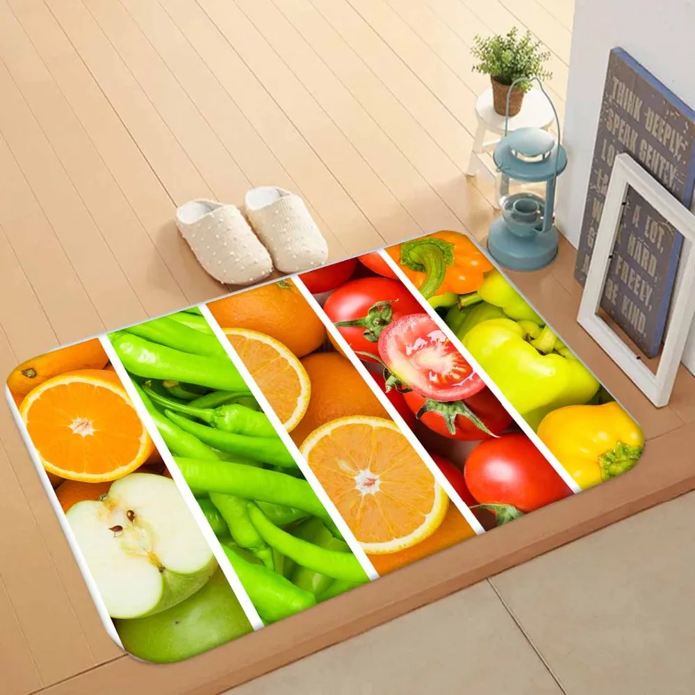 Else ломтики фруктов овощи оранжевый помидор зеленый перец 3d узор печати Нескользящие половик домашний декор прихожей кухня коврики