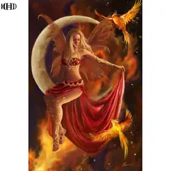 MHD Diy алмазная живопись вышивка крестиком Ангел Фламинго картина ручной работы со стразами живопись 3d картины Алмазная Вышивка Девушка луна