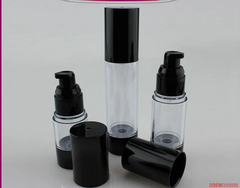 Garrafa de Óleo de Essência Lote Mlclassic Vácuo Preto Bomba Airless Cosméticos Embalagem Loção Garrafa Reutilizável 881 100 Pçs - 50 5 Garrafas reutilizáveis