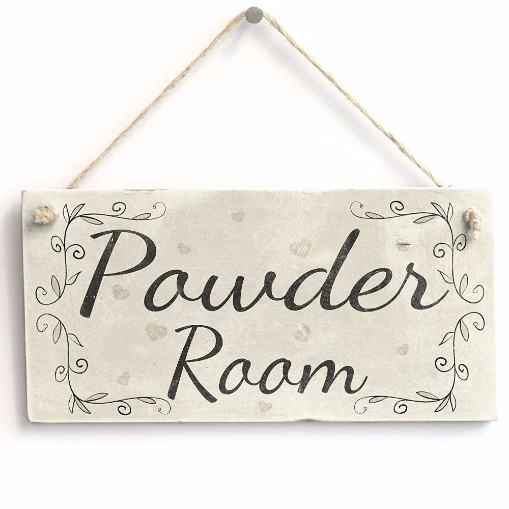 Meijiafei Powder Room Rustic Home Decor Toilet Door Sign / Plaque 10"x5"