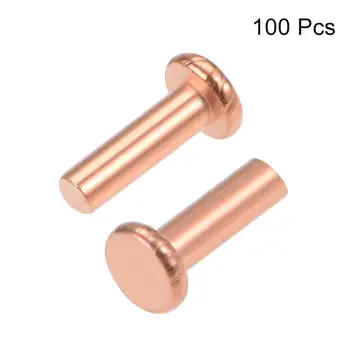 

UXCELL 100Pcs Flat Head Copper Solid Rivets Fasteners 8 sizes Aluminum Flat Head Semi-Tubular Rivets Silver Tone for manufacture