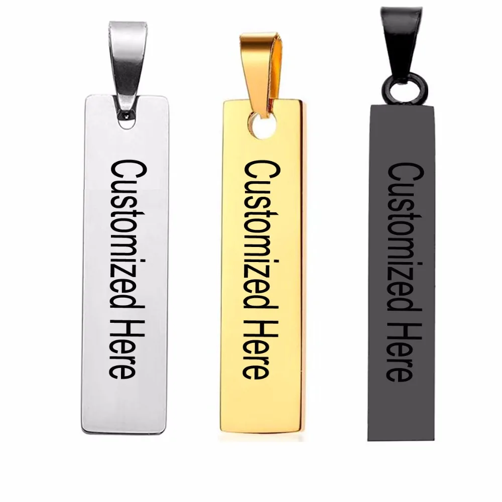 Unisex Stainless Steel Customized Tags Pendant Name Engraved Tag