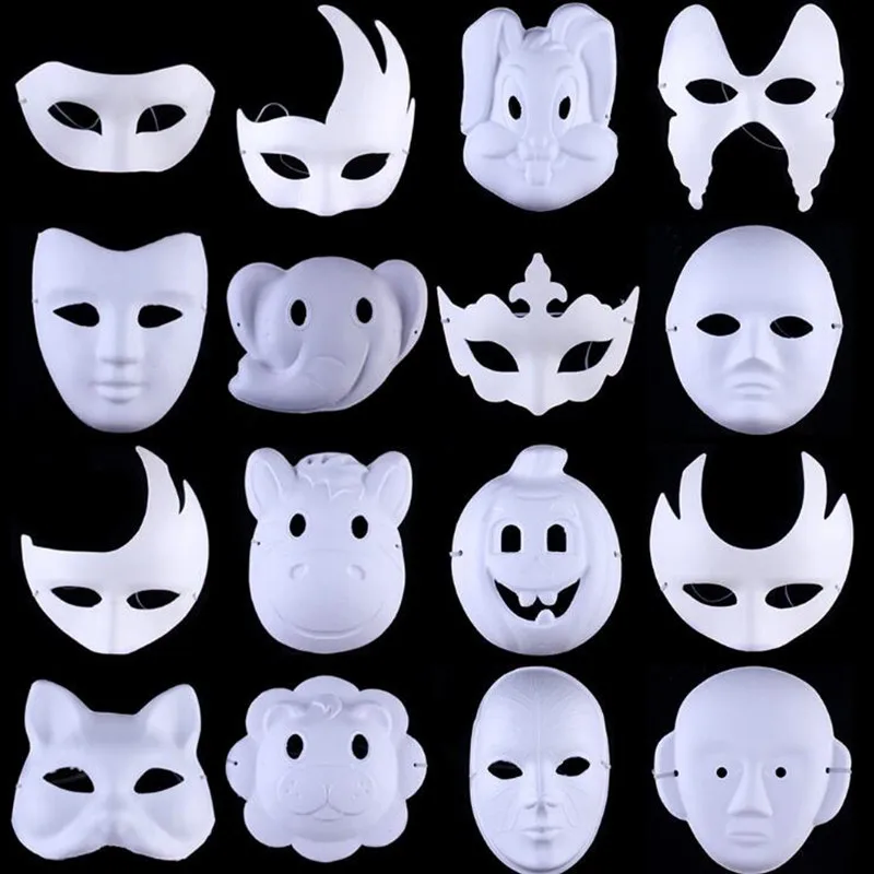 

2019 New DIY White Paper Unpainted Mask Venetian Handmade Pulp Mask for Men Women Kids Carnival Party Dress Decoration