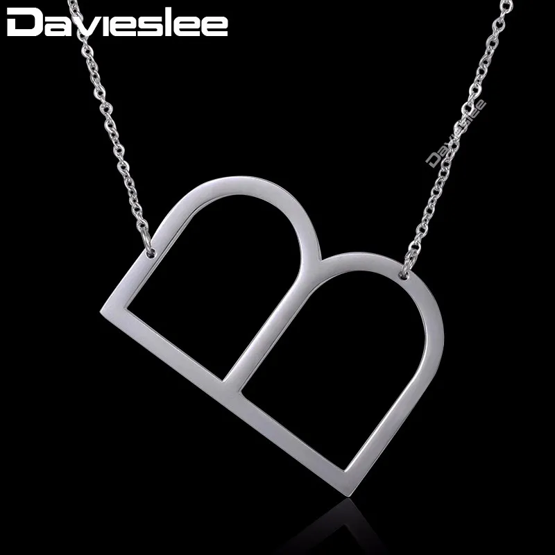 

Davieslee Initial Letter A-Z Pendant Necklace Chain Womens Ladies Adjustable Stainless Steel Silver Tone DKPM125