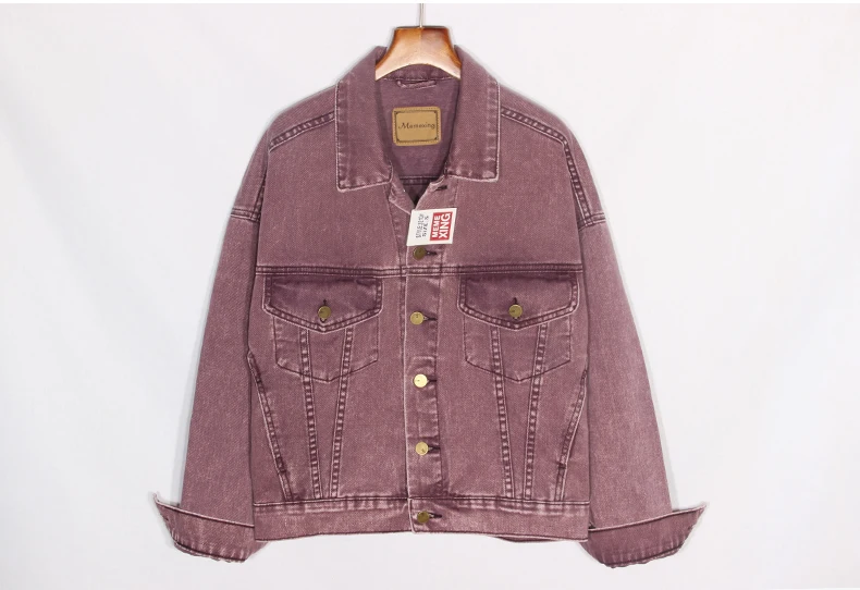 

Obrix Spring Autumn High Quality Thick Denim Jacket casual Style Streetwear Square Collar Full Sleeve Loose Jacket For Women
