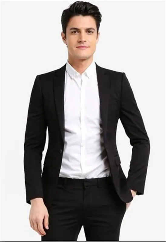 

Custom Made Popular Two Button Black Tuxedos Notch Lapel Men's Suits Prom Suits Groomsmen Men's Wedding Suits (Jacket+Pants)