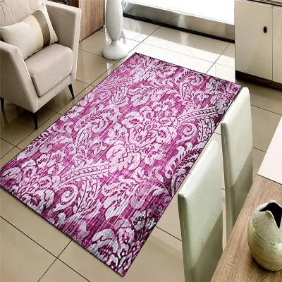 Else фиолетовый белый Дамаск Османской Винтаж Дизайн 3d принт нескользящей микрофибры Гостиная Декоративные Современные моющийся коврик коврики