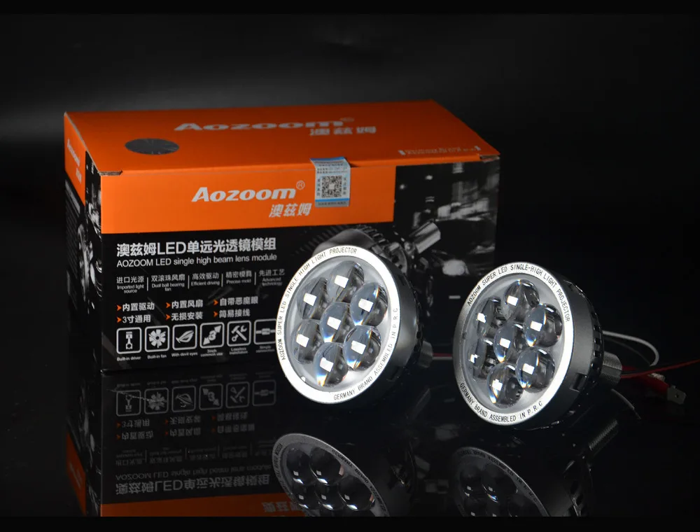 AOZOOM High quality LED single high beam lens with devil eyes LED projector with devil eyes