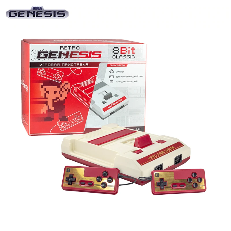 Игровая приставка Retro Genesis 8 Bit Classic+ 300 игр(AV кабель, 2 проводных джойстика