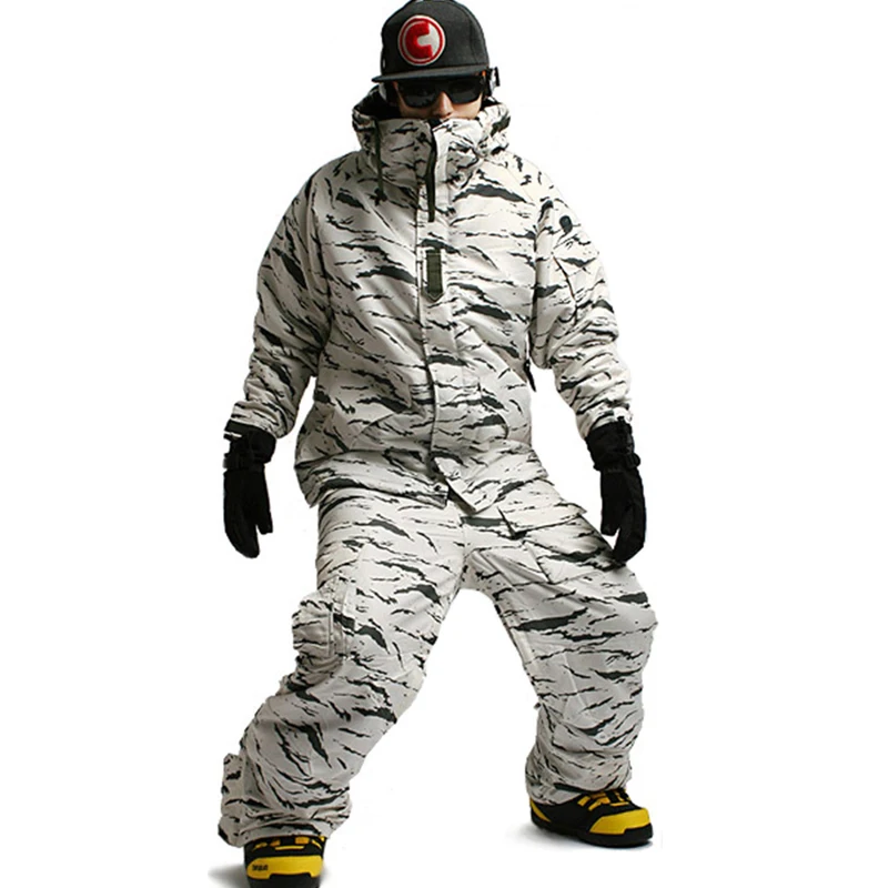 Новое издание "Southplay" Зимние Водонепроницаемый 10000 мм потепление (куртка + брюки) комплекты-белый песок