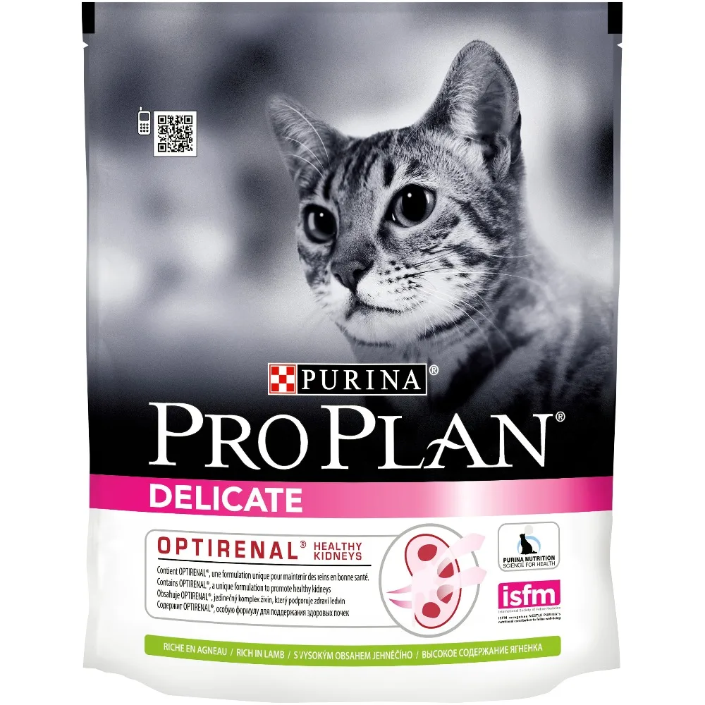 Корм для кошек Purina Pro Plan, для кошек с чувствительным пищеварением и привередливых к еде с ягненком, 8 упаковок по 400 г