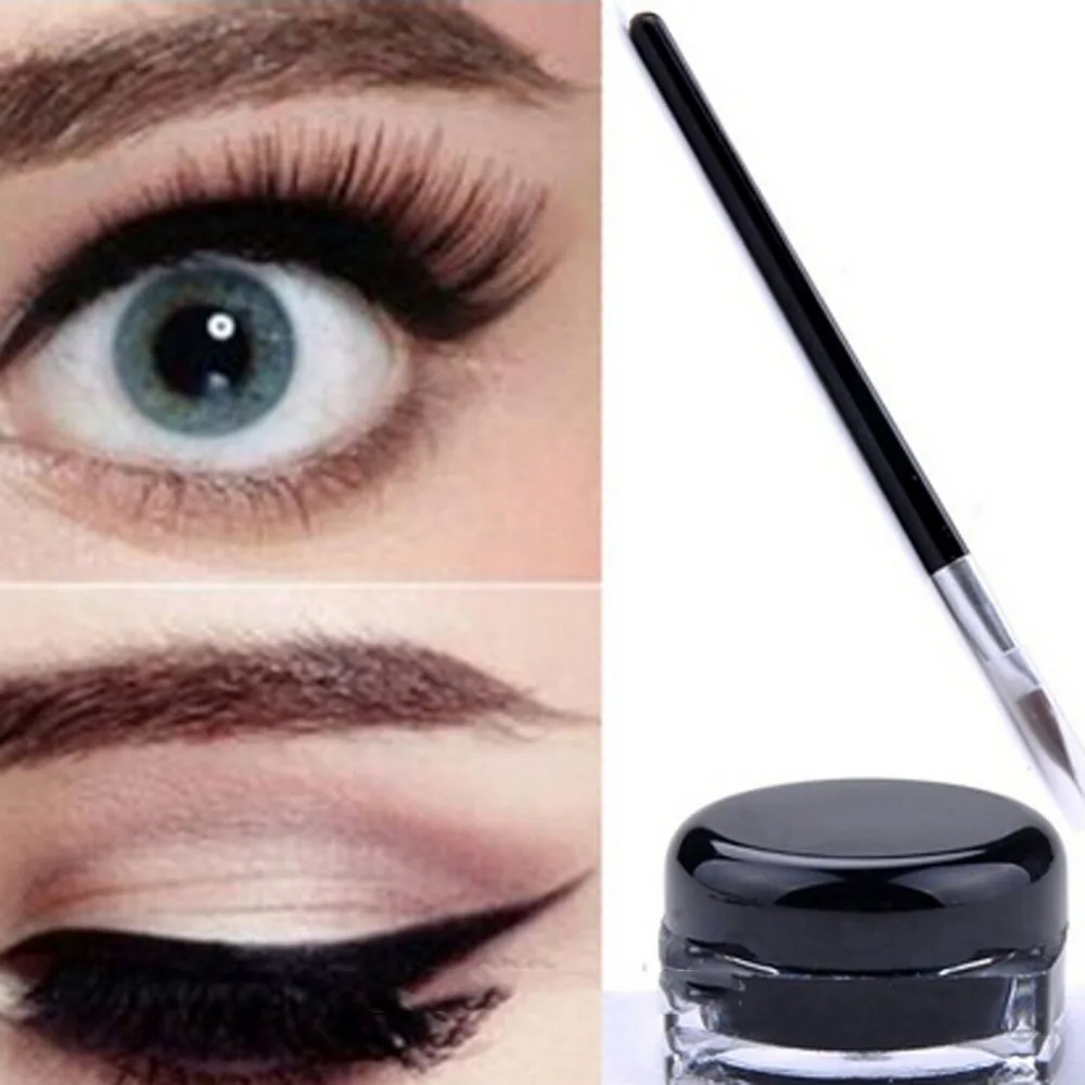 

Eye Liner Makeup Eye With Brush 2 In 1 Black Gel Eyeliner Make Up Waterproof Cosmetics Set