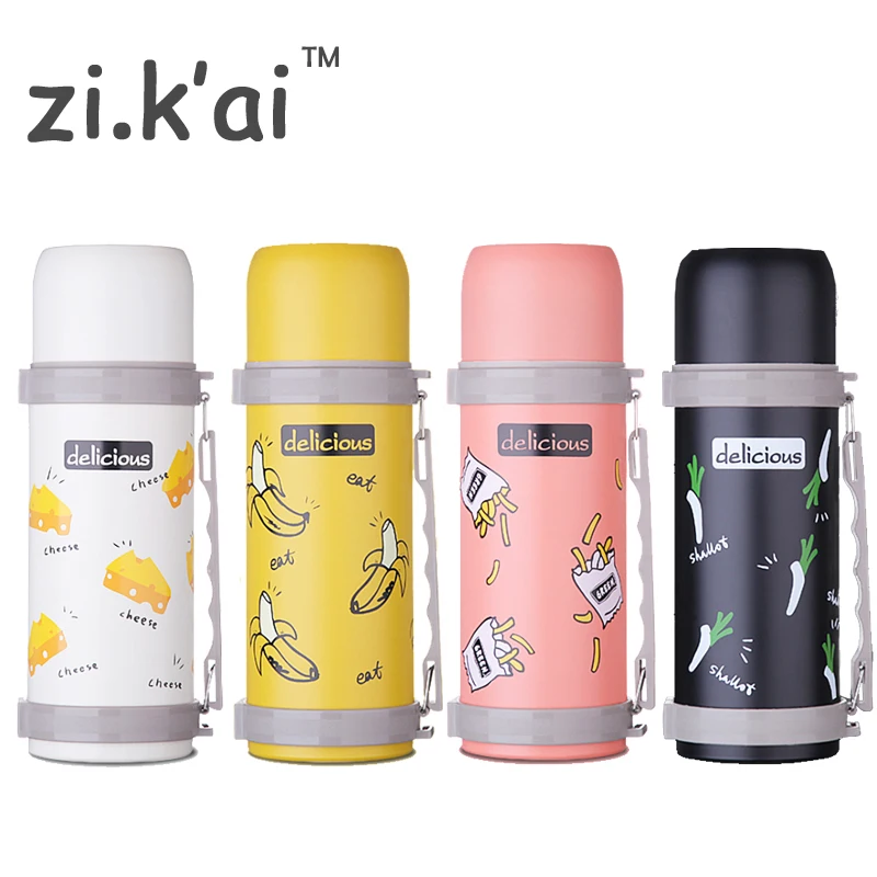 

ZIKAI new 1200ML large Outdoor Travel Vacuum Flasks Thermos Cup Stainless Steel Insulation Bottle With Rope Bullet Shape MK-9