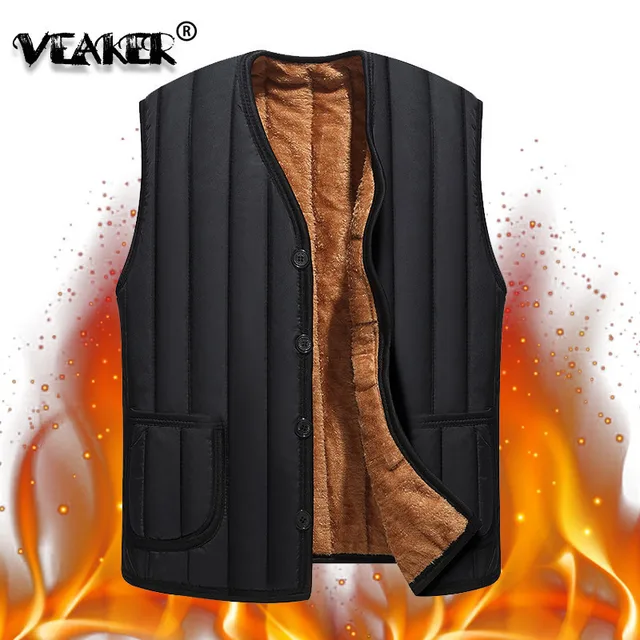 2018 Men's Black Fleece Vest Winter Sleeveless Outerwear Warm Fleece liner Vests Plus Size 3XL 1