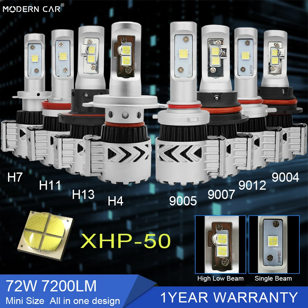 Современные Автомобильные фары XHP 50 чипов светодиодные лампы H1 9005 9006 H4 H7 9012 H13 H11 9004