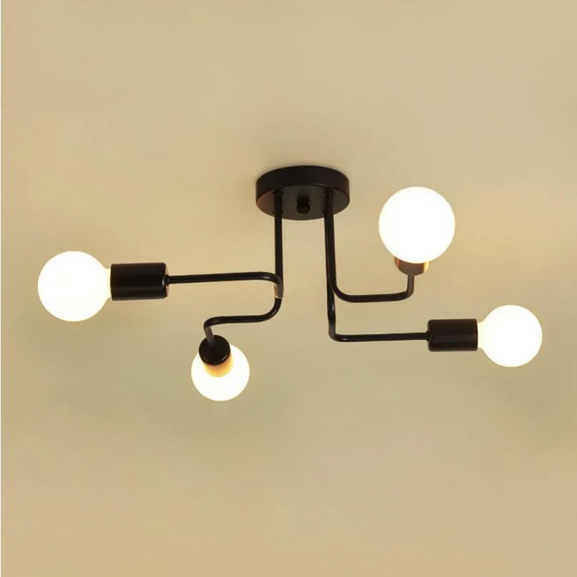  Retro Loft Nordic Pipe Wrought Iron Ceiling Lights Ceiling Lamp for Living Room Bedroom Vintage Cei - 32949952096