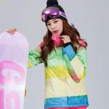 GSOU снег Женская лыжная куртка лыжная одежда термальность с капюшоном ветрозащитный водостойкий Открытый Спортивная одежда Женская дышащая куртка