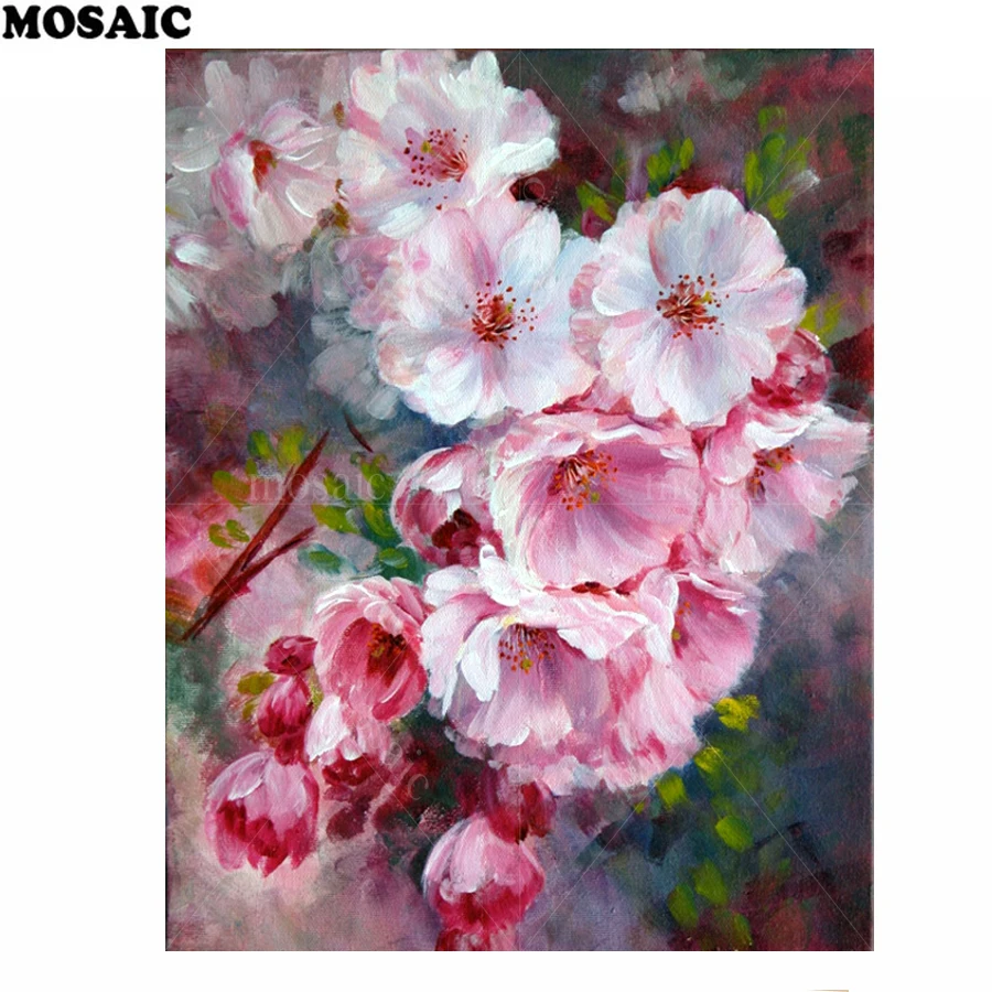 

New 5d Diamond Embroidery,pink flower,Diy Diamond Painting Cross Stitch Full Mosaic Square Rhinestones Needlework E218