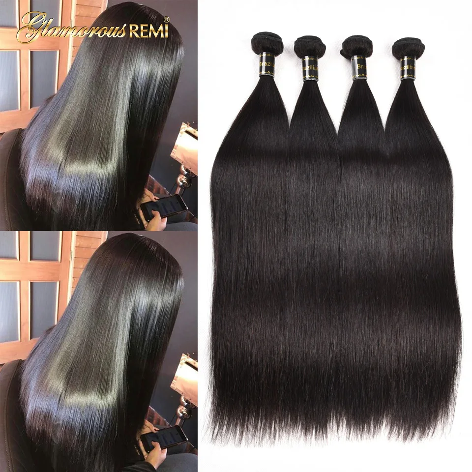 Glamorous Remi Hair 8A Brazilian Straight Hair Weaves 1 4 3pcs/lot