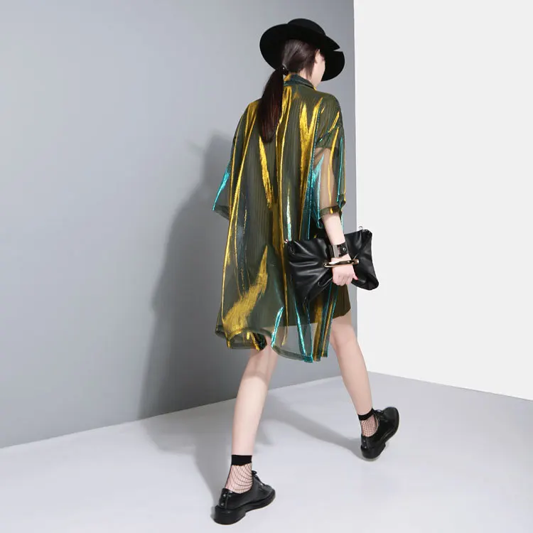 remarkable  New come  See Through Laser Symphony Sunscreen Jersey Jacket Clear Jacket Iridescent Rainbow Hologr