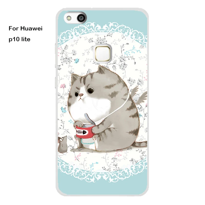 Huawei P10 lite Case Cover TPU Case For Huawei P10 lite Phone Cover Sweet Floral Cute Cat TPU P10 lite Soft Case Fashion 100%   14
