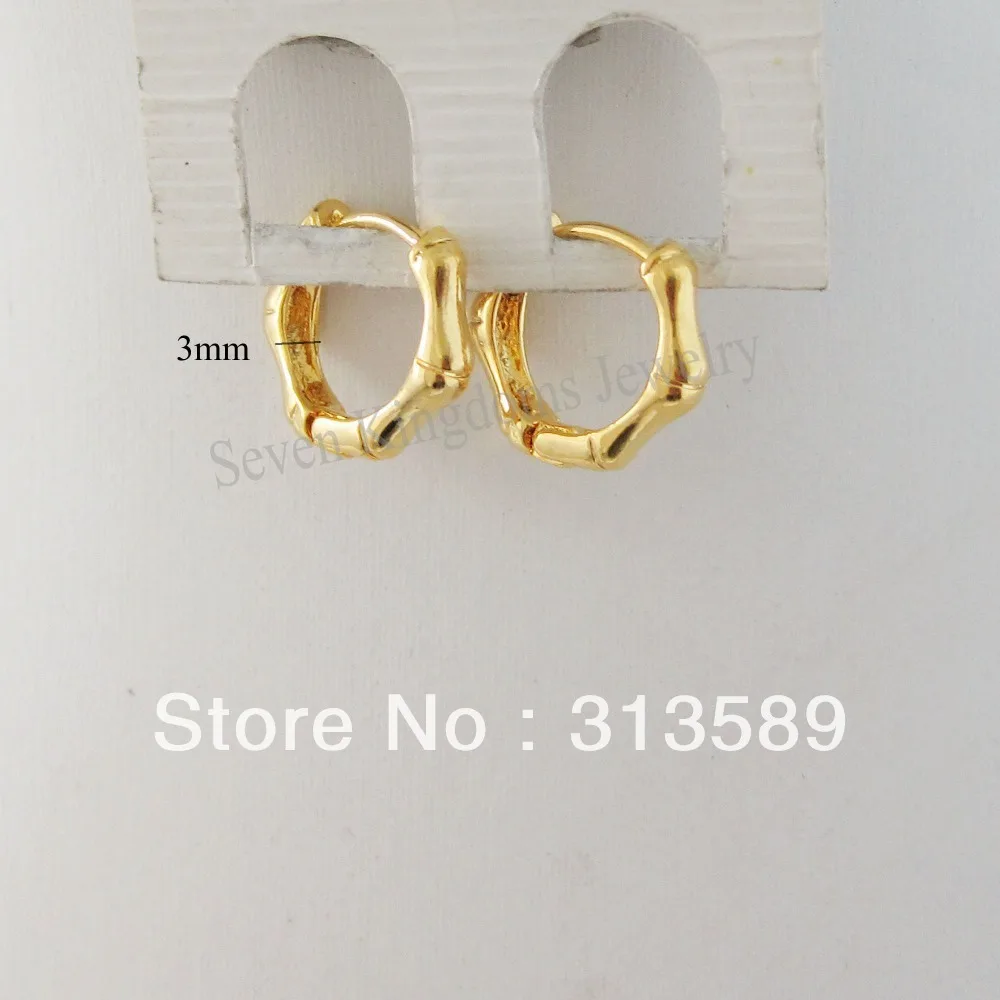 

MIN ORDER 10$ CAN MIX DESIGN /CUTE PATTERN - YELLOW GOLD GP OVERLAY HUGGIE HOOP BAMBOO SHAPE 0.59" EARRING/GREAT GIFT