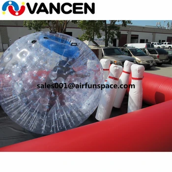 شراء جذابة نفخ البولينج لعبة Pvc 12*5 M البولينج الحقل 3 M القطر زورب الكرة رخيصة نفخ البولينج المعدات للبيع