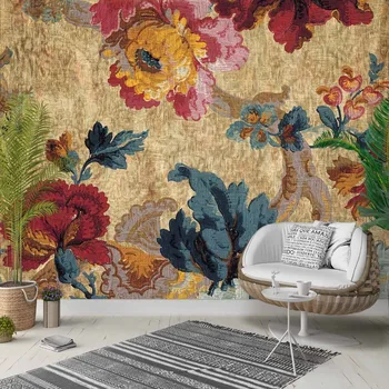 

Else Ethnic Turkish Ottoman Vintage Flowers 3d Photo Cleanable Fabric Mural Home Decor living Room Bedroom Background Wallpaper