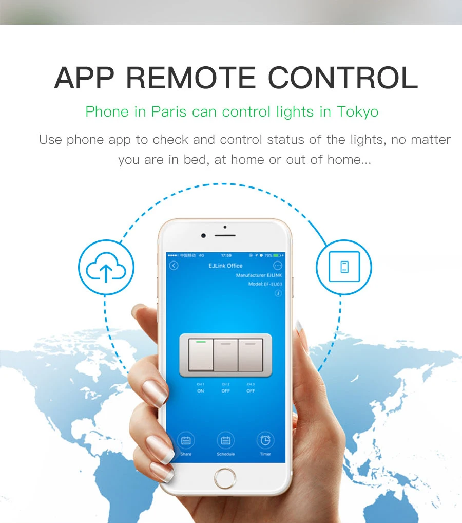 EJLINK EU UK Smart Wifi Switch Wall Touch Light Switch TouchWiFiAPP Remote Control Smart Home Controller Work with Alexa (2)