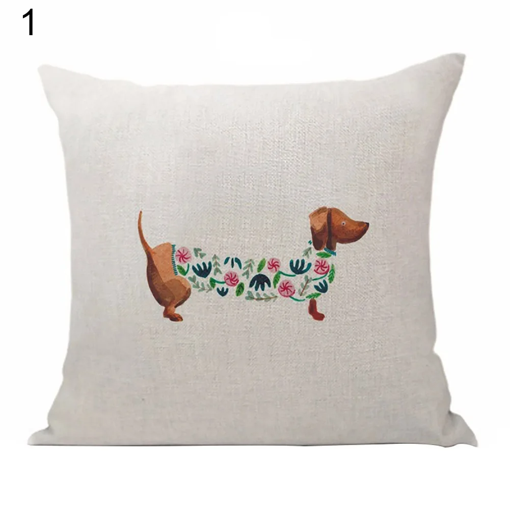 Lovely Sausage Dog Pillow Case Linen Waist Cover Cafe Home in Pillow