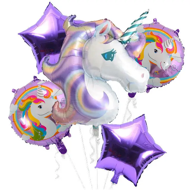 Partigos Unicorn Theme balloons 18 inch star Round Balloon Birthday Party Decor Kids Rainbow Balloons Unicorn Party Supplies