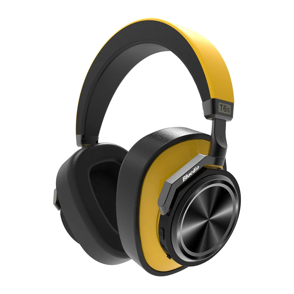 Bluedio T6S Bluetooth Headphones Active Noise Cancelling Wireless Headset for phones and music with voice control - Цвет: Yellow